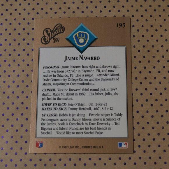 Jaime Navarro #195 Baseball Card - Picture 2 of 2